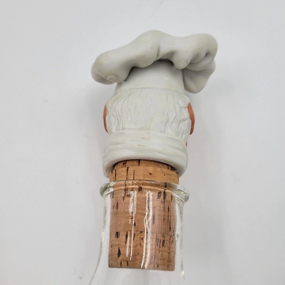 Handblown Glass Flask With Chefs Head Stopper No Markings Amazing Detail - Picture 4 of 8